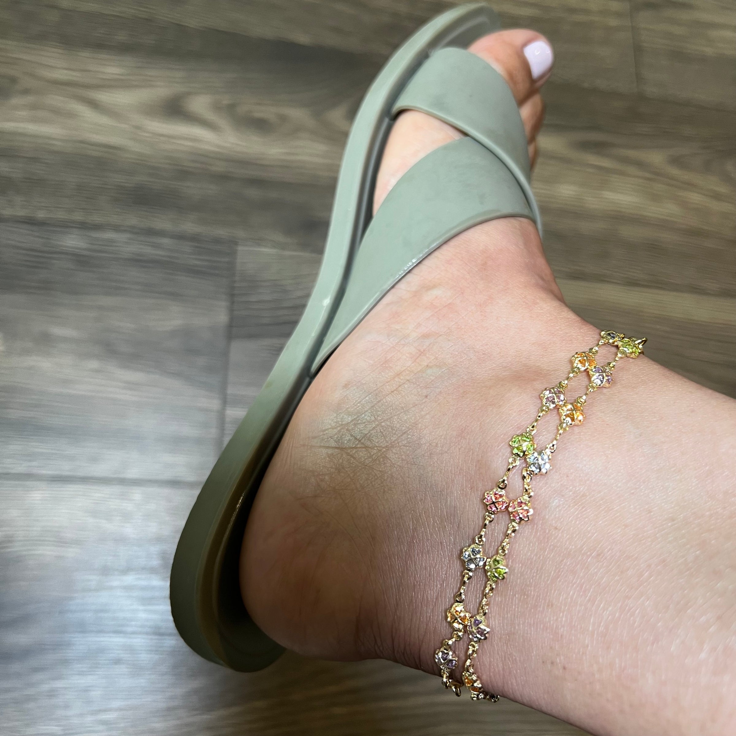 S Flower Heart Anklet