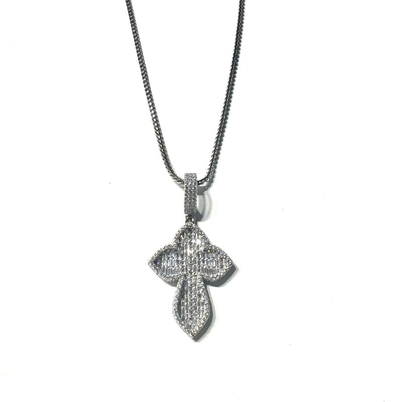 Rose Baguette Cross Necklace