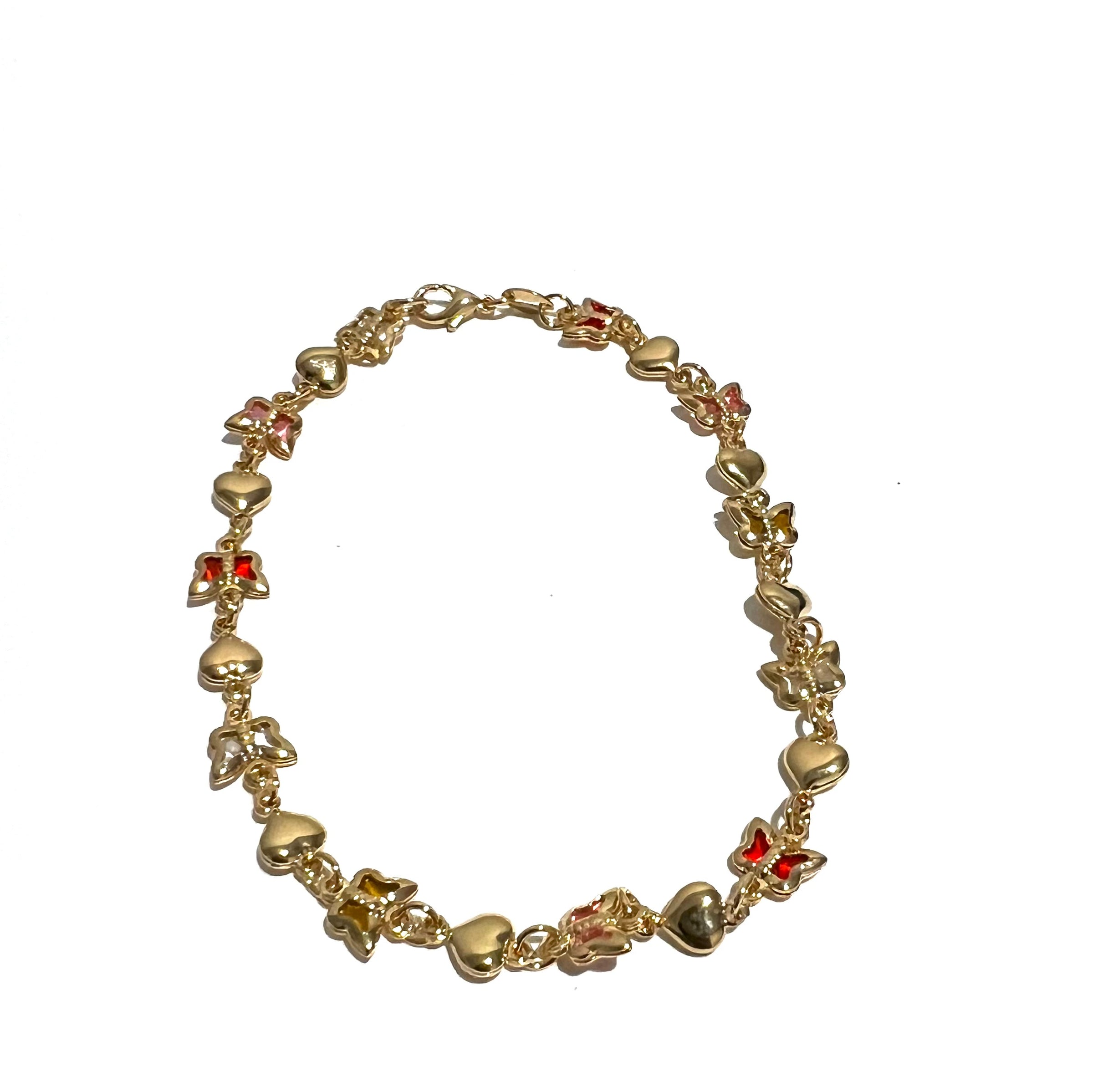 D Heart Butterfly Anklet