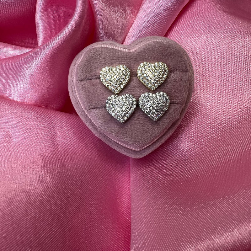 Puffed Heart Stud Earrings