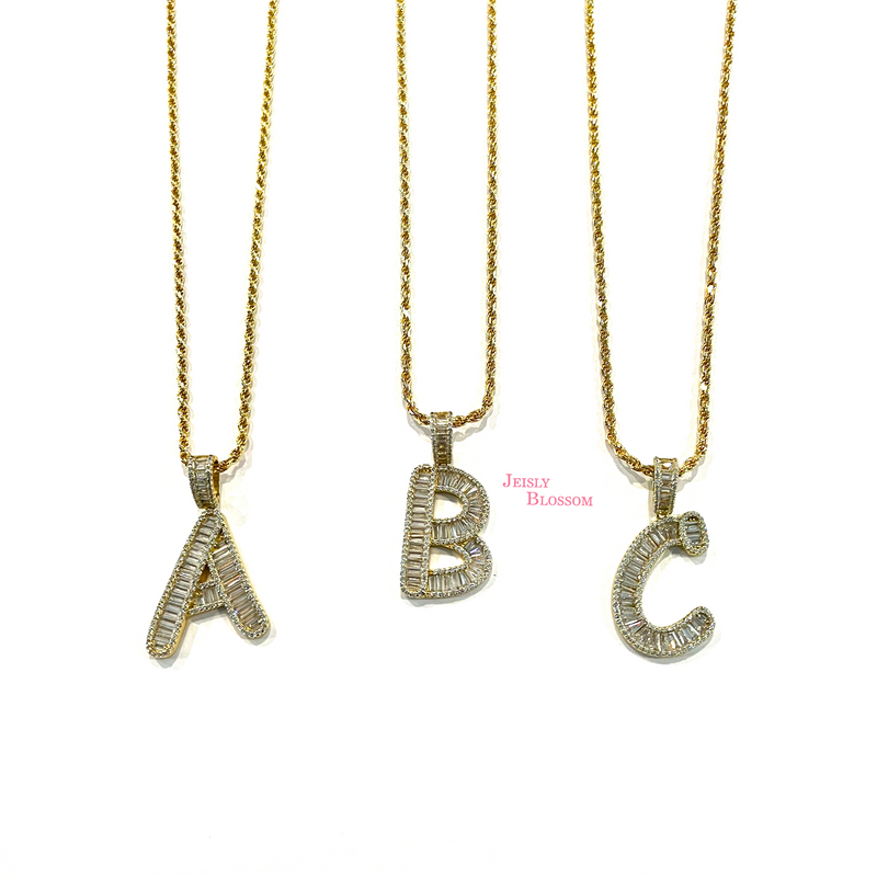 Initial Baguette Necklace