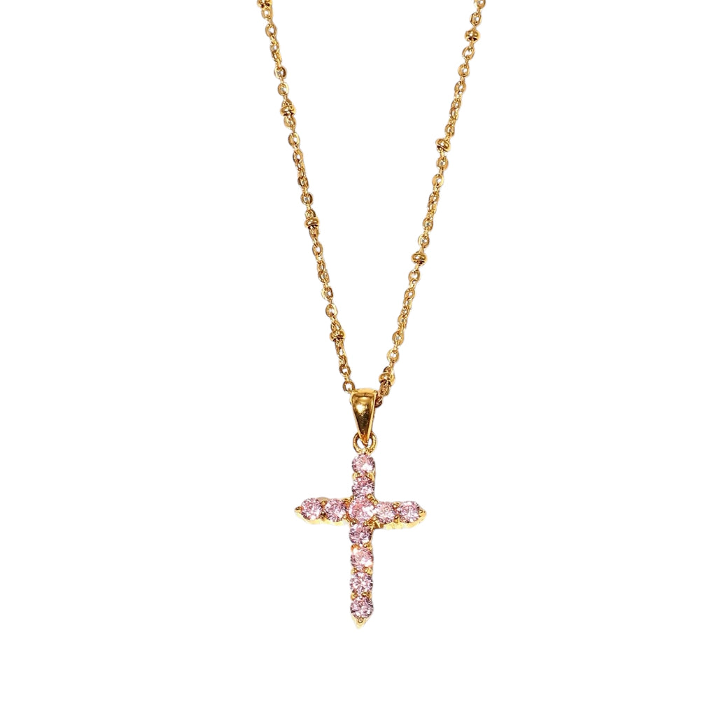 Pink Cross Necklace