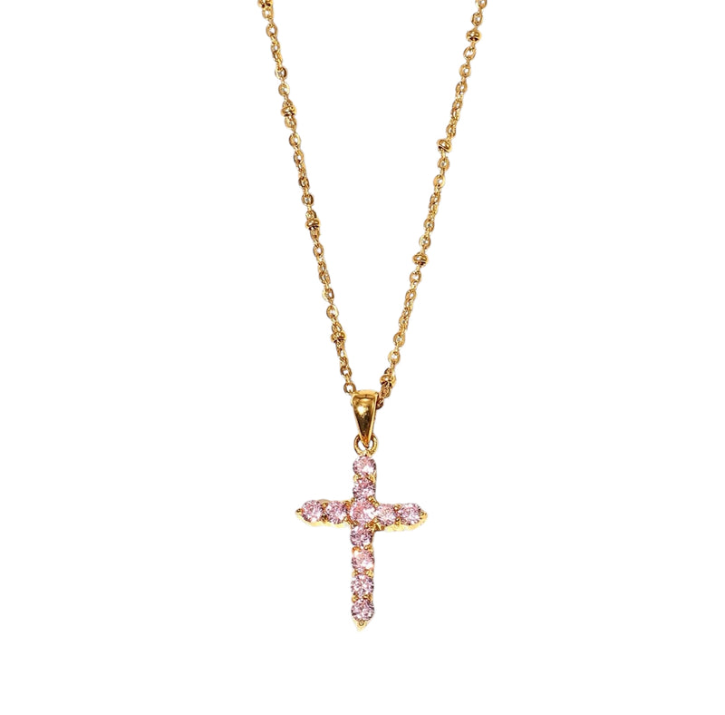 Pink Cross Necklace