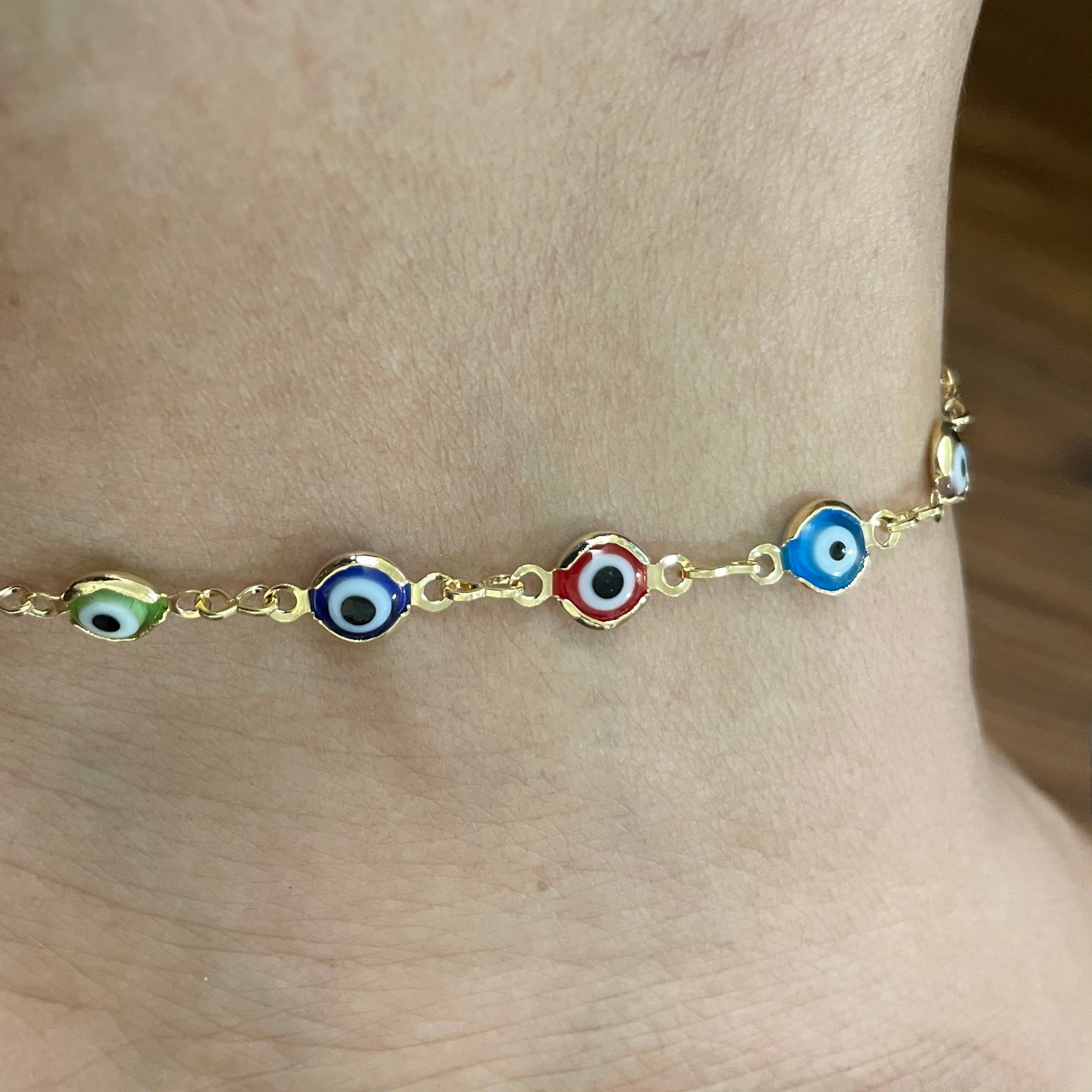 MULTI-COLOR EVIL EYE ANKLET