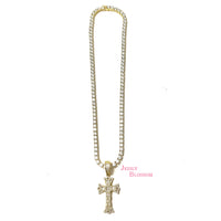 Baguette Tennis Cross Necklace